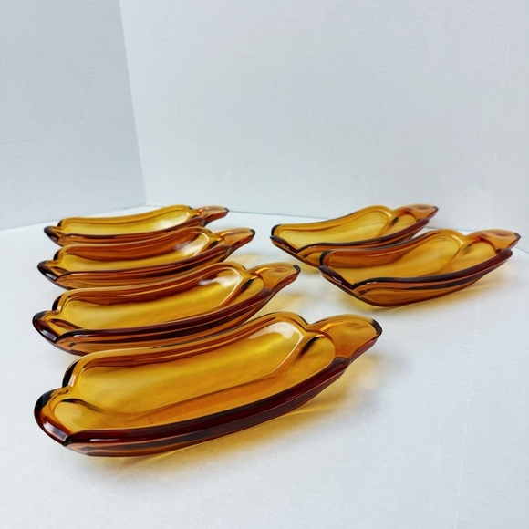 Indiana Glass - Amber Glass Banana Split Bowls Set of 6 - Picture 3 of 6